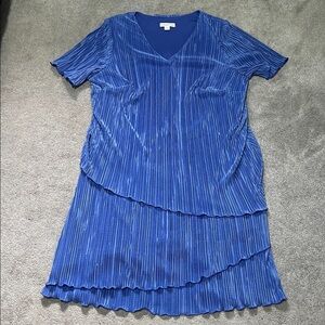 Coldwater Creek Tiered Layered Pleated Formal Dress Blue size 22W